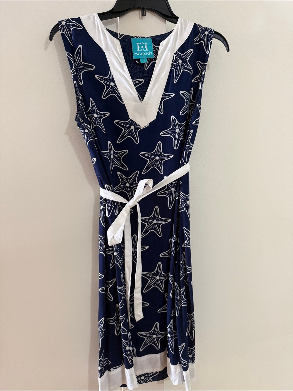 escapada Navy and White Starfish Tie-Front Shift